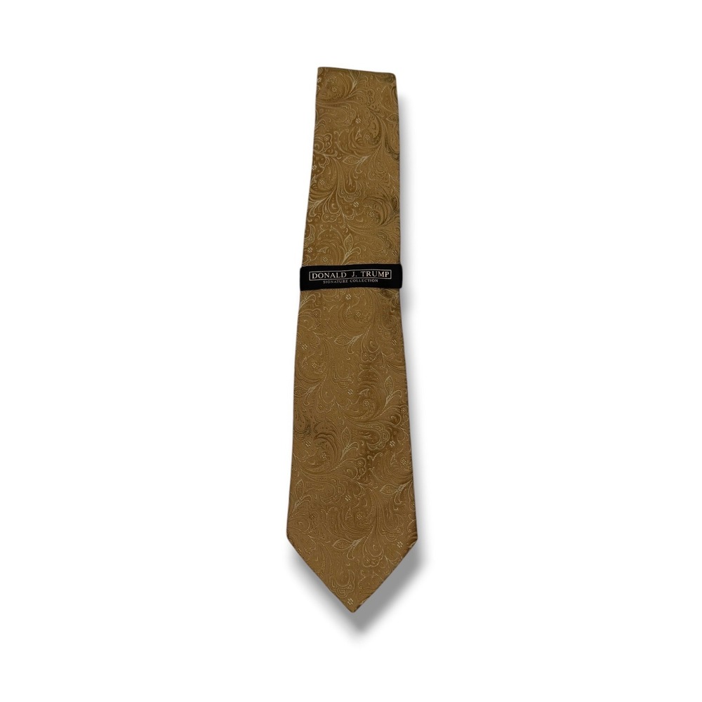 Donald J Trump Signature Collection Tie Mens Gold Paisley Silk Brocade NWT